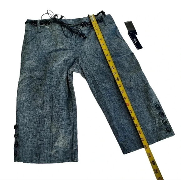 NWT BCX Shorts with Belt and Button Detail on Legs Linen and Cotton Blend Grey 3 - Picture 2 of 14